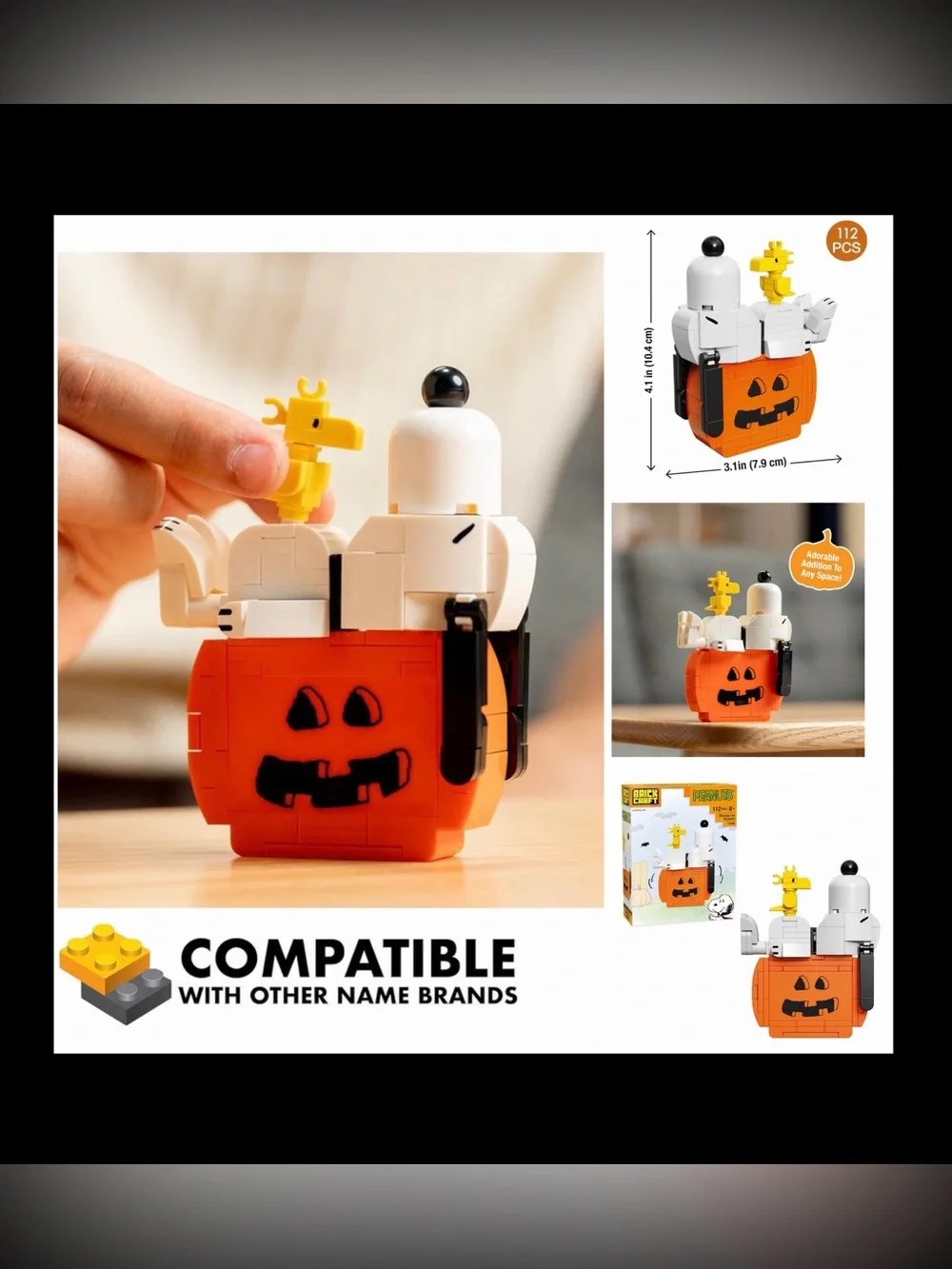Brick Craft Peanuts Snoopy on Pumpkin Building Set Orange & White New in Box